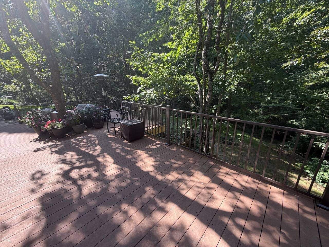 Integrated deck stairs tying the elevated deck to grade in Chattanooga, TN