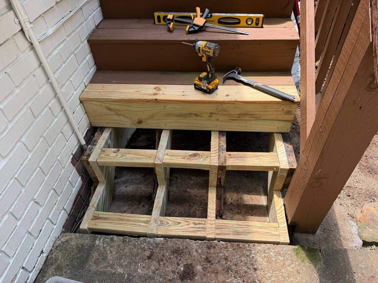 New stair framing at a home entry in Chattanooga, TN